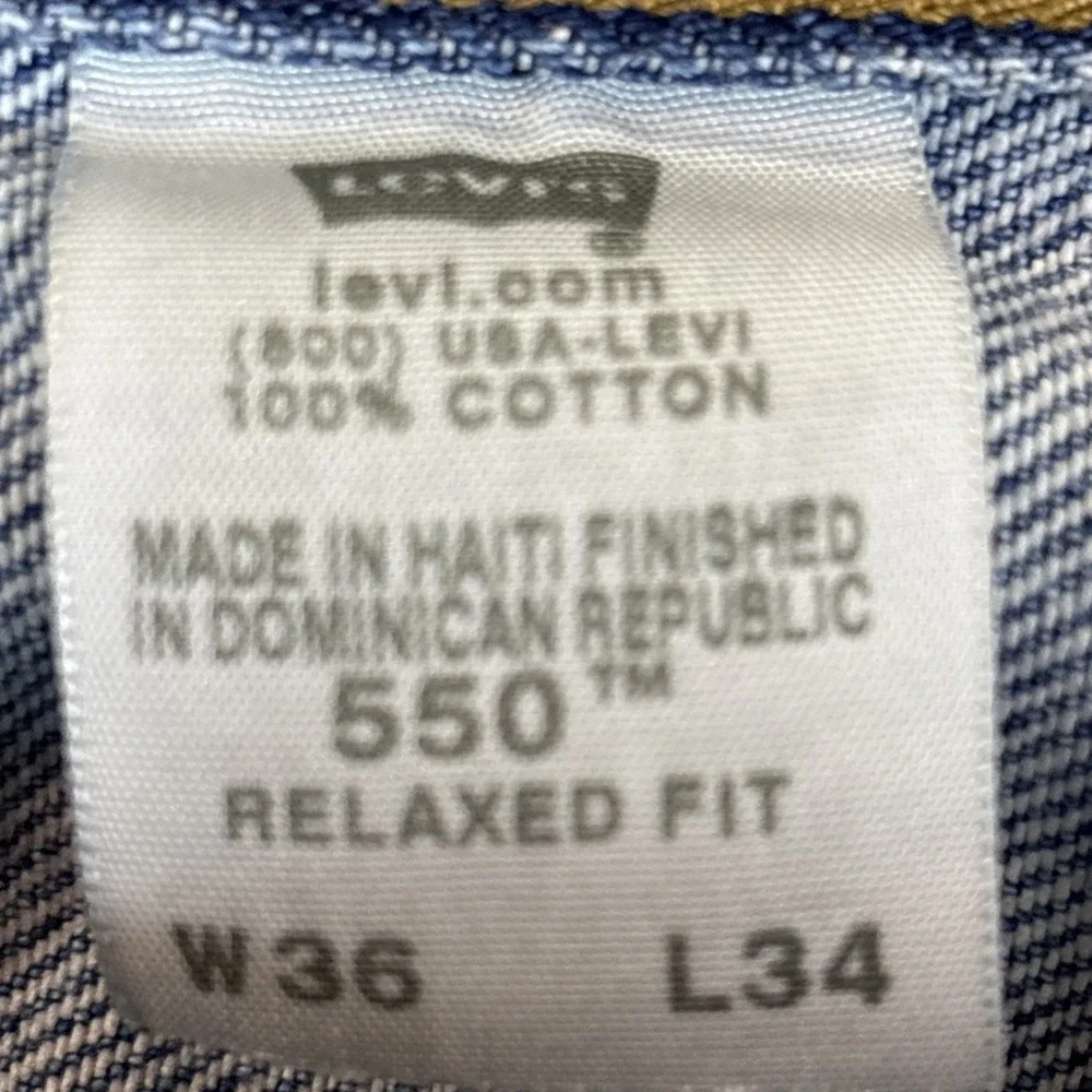 Vtg LEVI'S Jeans Mens 36x34 (34x32) Denim Blue 550 Relaxed‎ Fit Y2K 2005